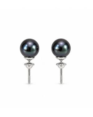 Pearl Code Pearl Stud Earrings - Black