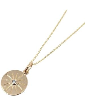 Harfi Plated North Star Lucky Disc Pendant Necklace - Metallic