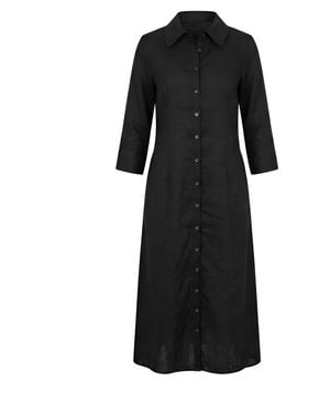 The Tunic Shop Long Sleeve Maxi Linen Dress - Black
