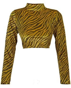 Ariana Bestepe Zebra Crop Top - Green