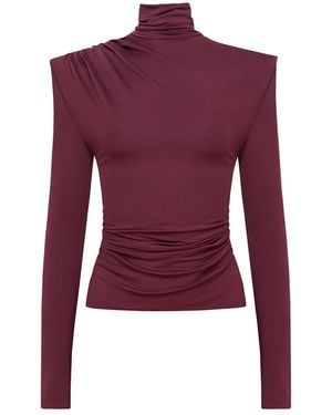 Mandragora Turtleneck With Draping Varo - Purple