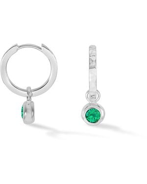 Dower & Hall Garnet Hammered Huggie Hoops - White