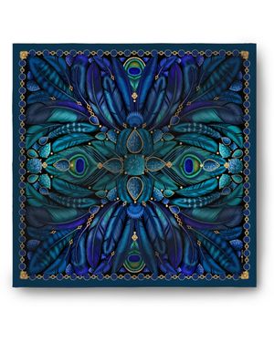 Emily Carter The Peacock Baroque Silk Scarf - Blue