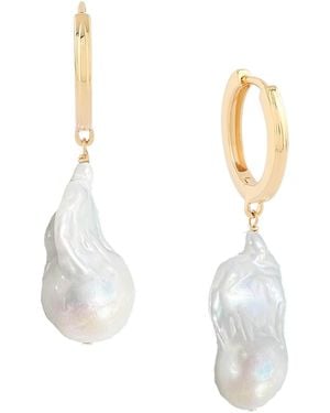 Astor & Orion Baroque Pearl Huggies On Sterling - White