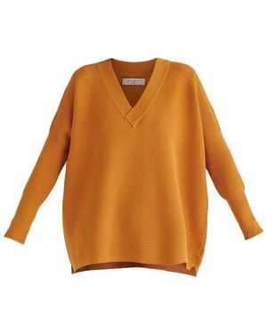 Paisie V-Neck Ribbed Jumper - Orange