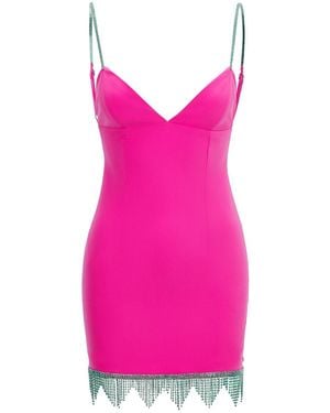 Nissa Embellished Trim Mini Dress Fucshia - Pink