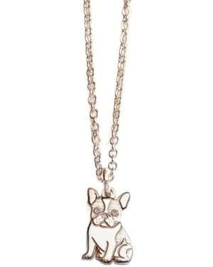 Posh Totty Designs Sterling French Bulldog Dinky Charm Necklace - Metallic