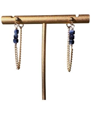 Rachel Nathan Post Sapphire & Chain Earrings - Metallic