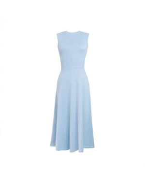 Solgo Atelier Calypso Long Midi Fit And Flare Cashmere Dress - Blue