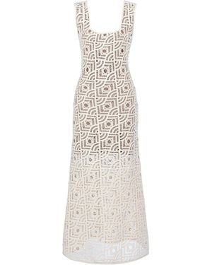 ALINA CERNĂTESCU Neutrals Bogota Crochet Cotton Midi Versatile Dress - White