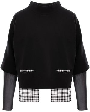 Larisa Dragna Midnight Tee Contrast Blouse - Black