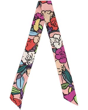 Lost Pattern Azalea Silk Skinny Scarf - Red