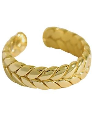 Janus Edinburgh Vermeil Kemetra Chunky Ring Adjustable Wheat Pattern - Metallic