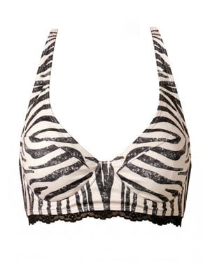 Jessie Zhao New York Zebra Stripe Bikini Top - Multicolour