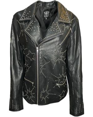 Any Old Iron Studded Starburst Leather Jacket - Black