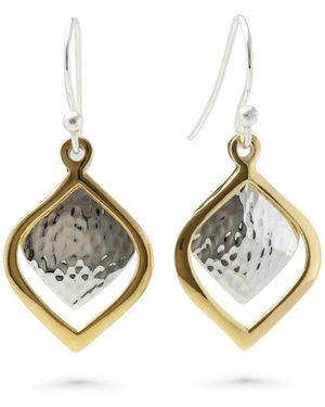 Isla Silver Two-Tone Vermeil Textured Drop Earrings - Metallic