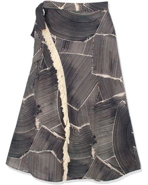 Profile Nyc Faux Wrap Fringe Skirt - Grey