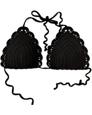 Springmoonatelier Handmade Crochet Bikini Top - Black