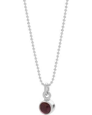 Nellou Jewellery Gem Dot Garnet Birthstone Necklace January Sterling - Metallic