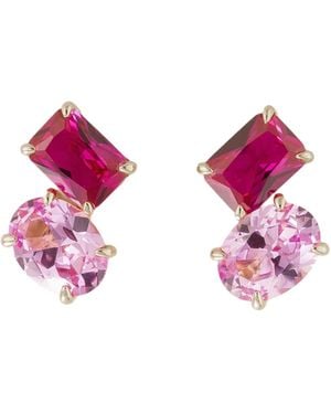 Juvetti Buchon Earrings Set With Sapphire - Pink