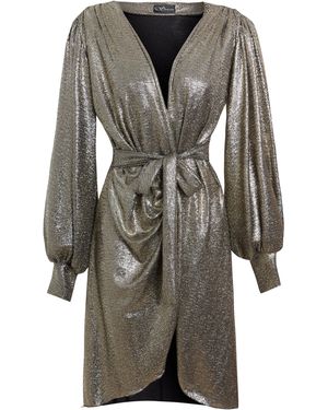 Sarvin Sequin Wrap Dress - Grey