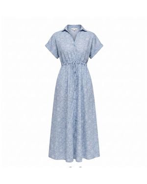 Tantra Spain Sl Short-Sleeved Embroidered Shirtdress With A Gathered Waist - Blue