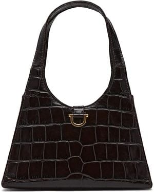 Lovard Croco Leather Lady Tote - Black