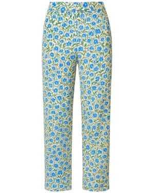 Transcend Amani Cotton Block Print Trousers - Blue