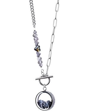My Little Nature Snowflake Obsiadian Necklace With Joyful Beaded Toggle Clasp Chain - Metallic