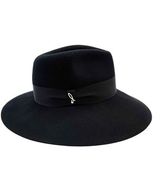 DORIA 1905 Wool Felt Wide Brim Drop Hat - Black