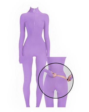 Monosuit Neutrals Long Sleeve Turtleneck Zip Up Full Bodysuit Total Zipper - Purple