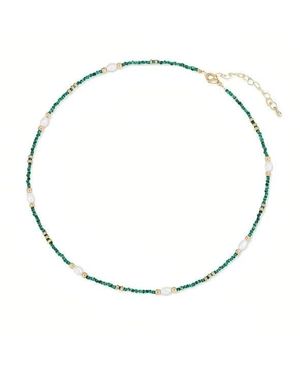 Angel Barocco Malachite Pearl Beaded Necklace - Metallic