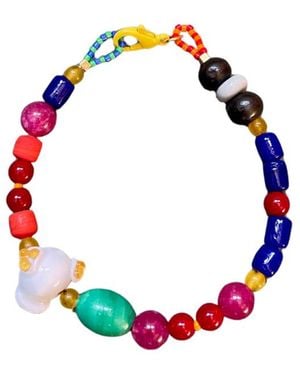 Desert Lobby Gossip – Colourful Beaded Bracelet With Murano Popcorn Charm - Blue