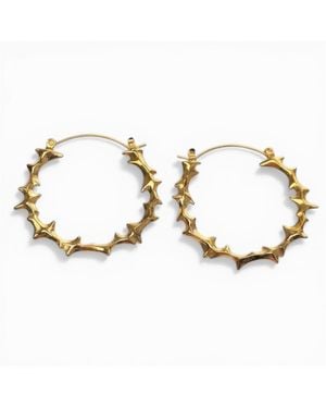 Jagged Halo Jewelry Yennefer Spike Medium Size Hoop Earrings - Metallic