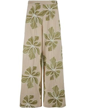 Traffic People Grace & Maude Floral Rene Wide Leg Pants - Natural