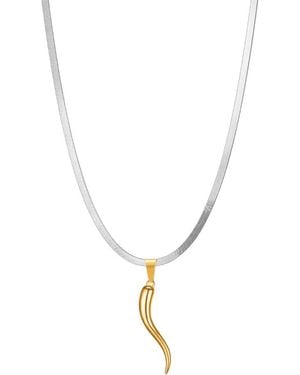 Mickey's Girl Mini Two Tone Lucky Horn Necklace - Metallic