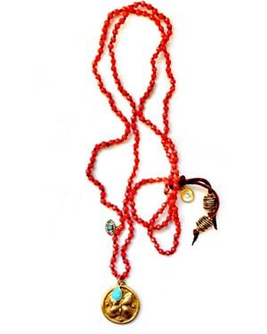 Persia Dona Jewelry Vintage Butterfly Pendant Necklace - Red