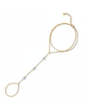 Spero London Evil Eye Sterling Hand Chain - White