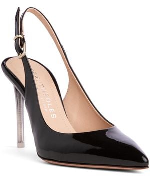 Beautiisoles by Robyn Shreiber Made in Italy Marjorie Patent Leather Sexy Pump Comfortable Work Valentine Date Sexy Slingback - Black