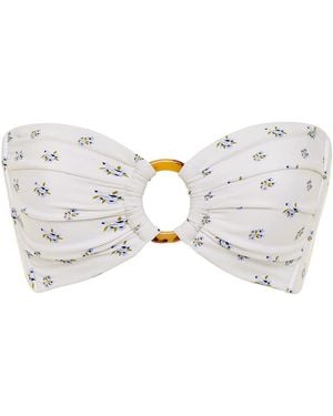 Montce Heidi Floral Tori Ties Bandeau Bikini Top - White
