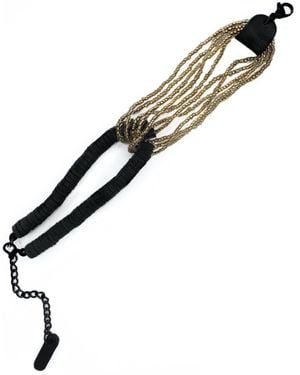 WAIWAI Interlock Glass Bead Leather Bracelet - Brown