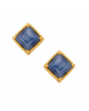 Heather Hawkins Jewelry Kyanite Square Setting Stud Earrings - Blue