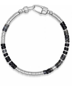Nialaya Onyx & Labradorite Heishi Bracelet - Metallic