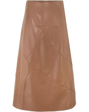 Profile Nyc Leather Seam Skirt - Brown