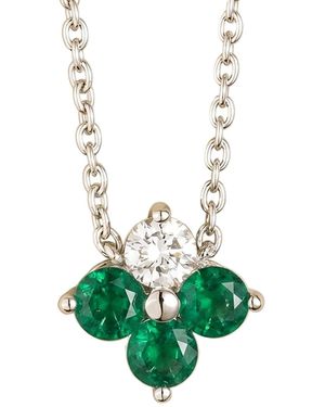 Juvetti Clover Emerad & Diamond Necklace - Green
