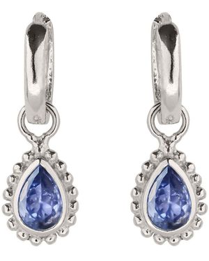 Charlotte's Web Jewellery December Birthstone Sterling Huggie Hoops - Blue