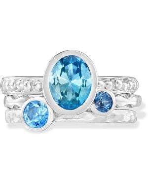 Dower & Hall Sea Breeze Twinkle Stacking Rings Set - Blue