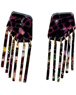 CLOSET REHAB Shield Fringe Earrings - Black