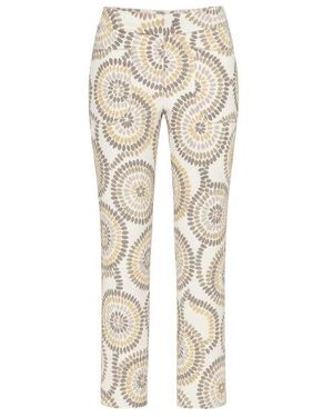 Conquista Neutrals Patterned Linen Blend Pants - Natural