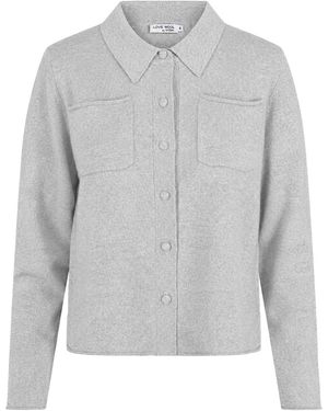 tirillm Nadine Short Cardigan With Collar And Pockets, Light Melange - Grey